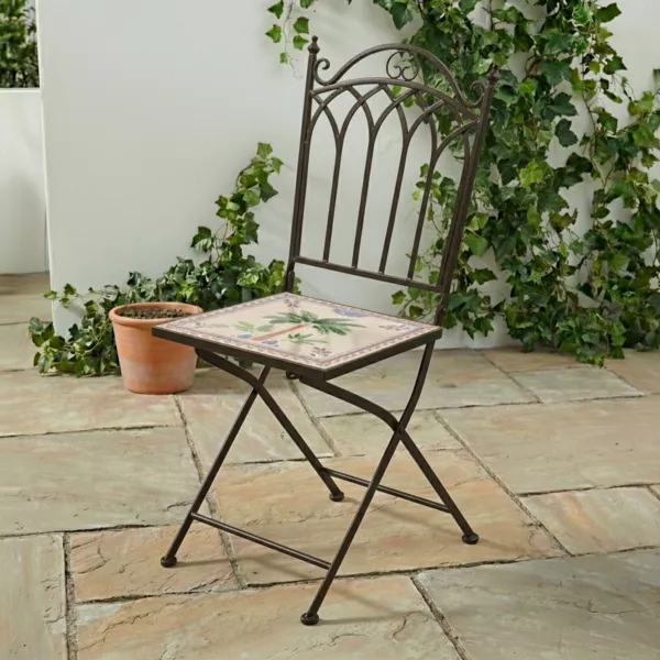 Chaise bistro pliable en mosa�que Havana Brun