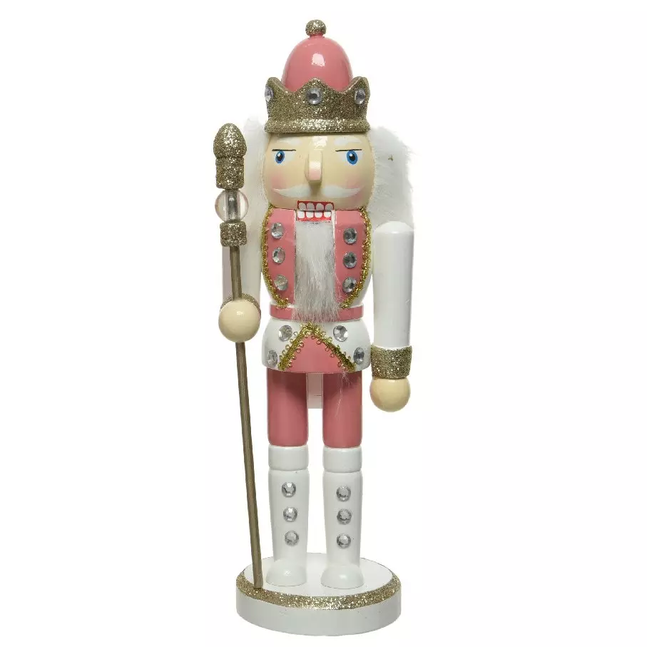 Figurines Casse-Noisette En Bois Rose - Lot De 4 - Déco De Noël 13 Cm - Pour Arbre, Cheminée, Étagère - 4