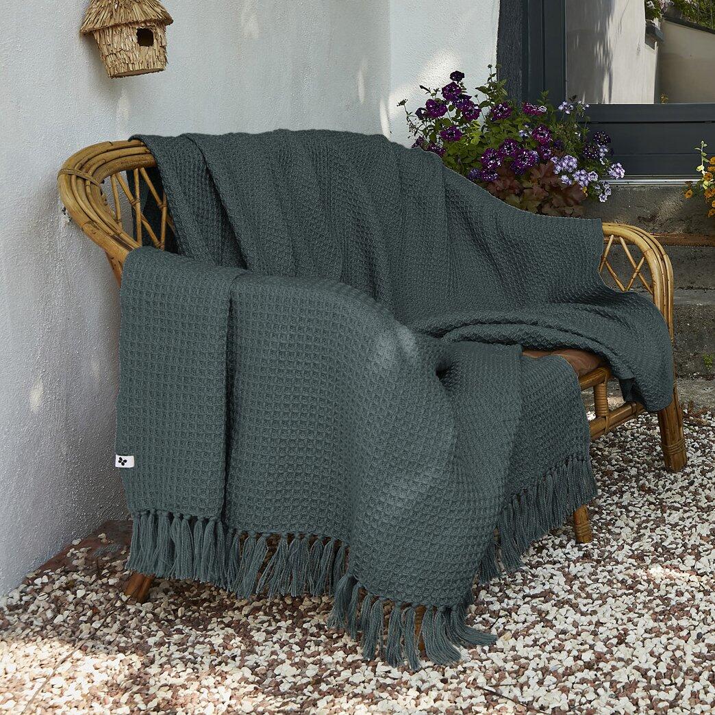 Plaid per divani in materiale riciclato (220 cm) Gabin Grigio ardesia -  Tessuto decorativo - Eminza