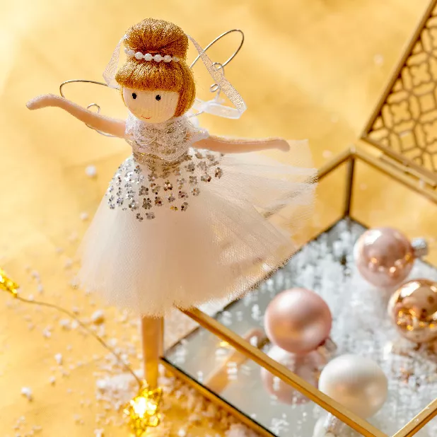 Angelo di Natale da appendere H20 cm Ballerina Dorata