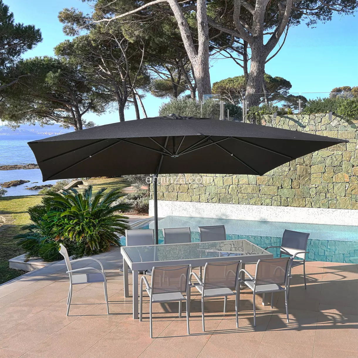 Parasol de brazo lateral rectangular Bahia (4 x 3 m) - Antracita 1