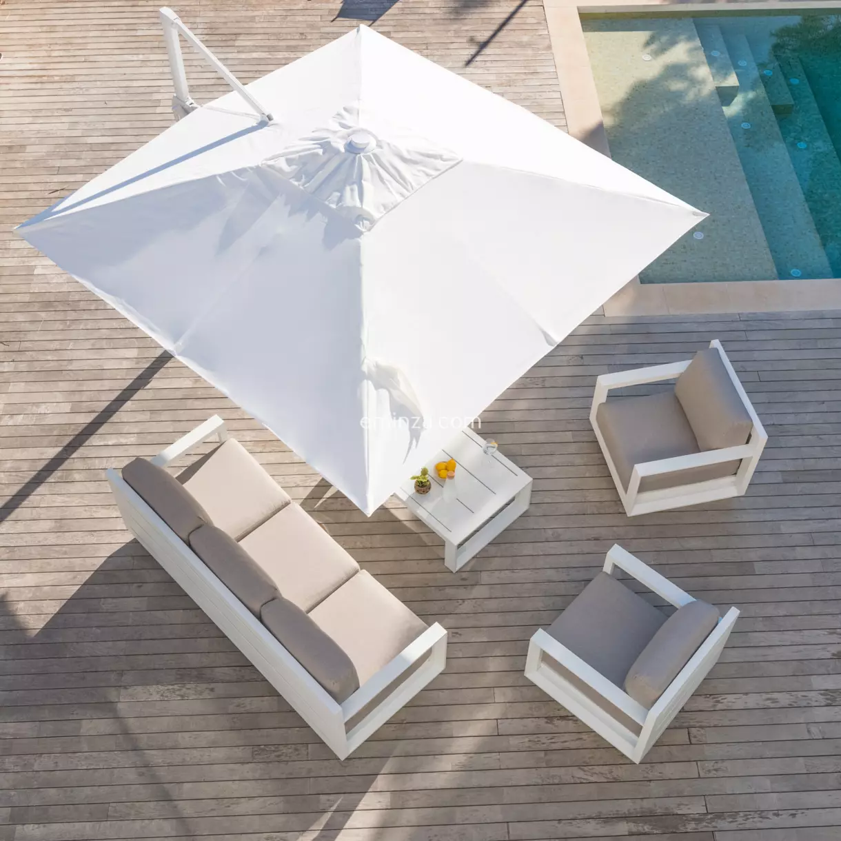 Parasol cuadrado de brazo lateral Bahia (L3 x l3 m) - Blanco 1