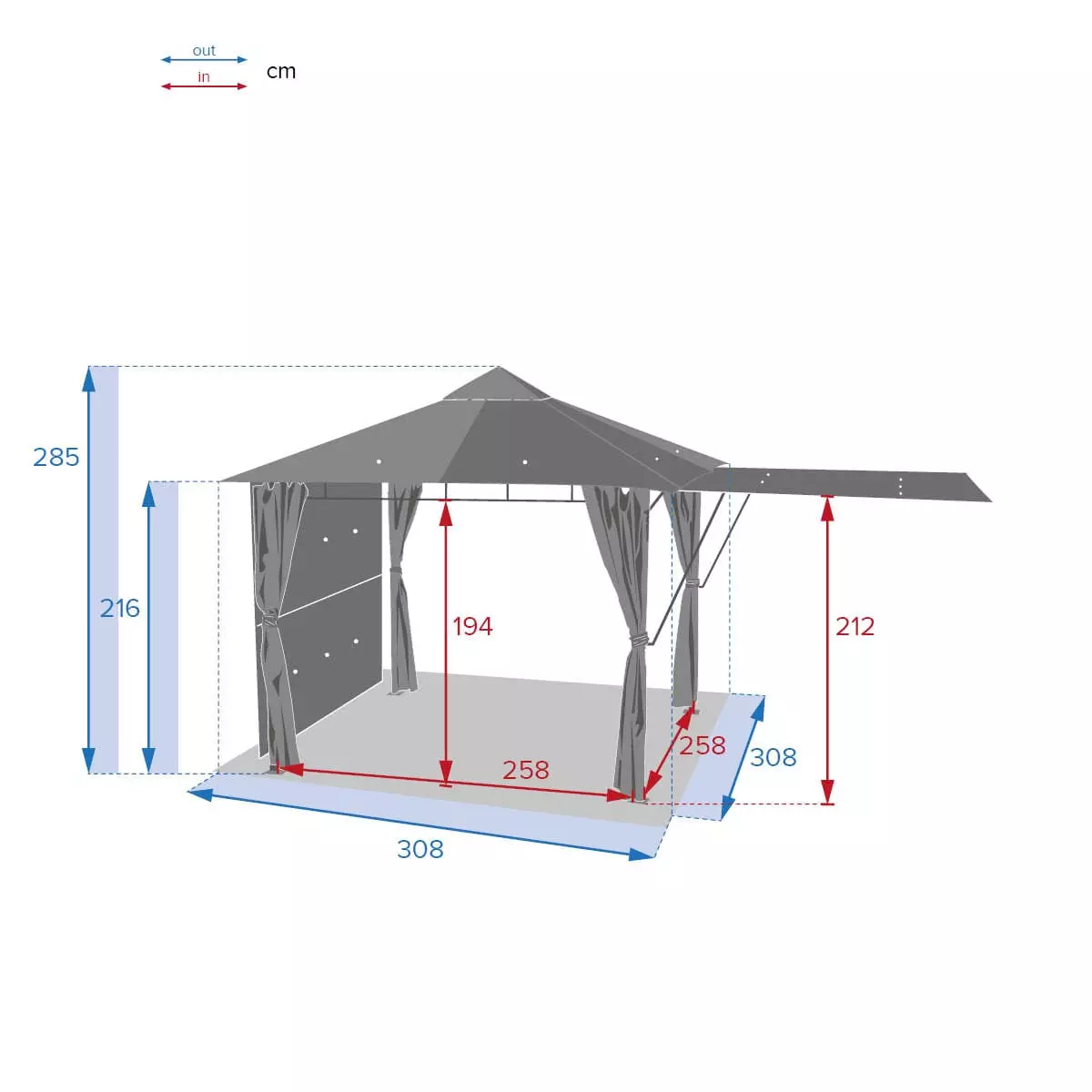 Tonnelle Omelya (3 x 3 m) - Ardoise 6