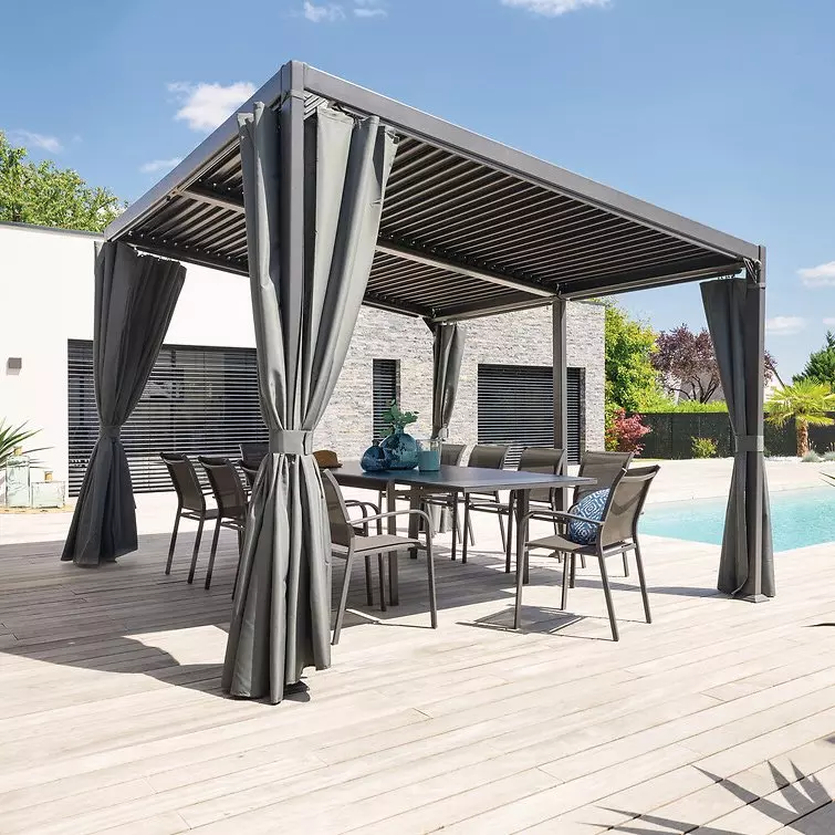 Lote de 4 cortinas para toldo Avila (4 x 3 m) - color Pizarra 1