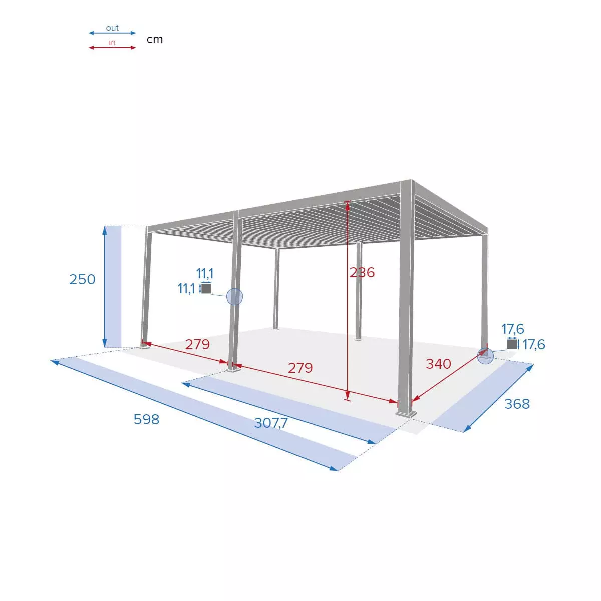 Pergola Evora GM (3,6 x 6 m) - Blanc 6