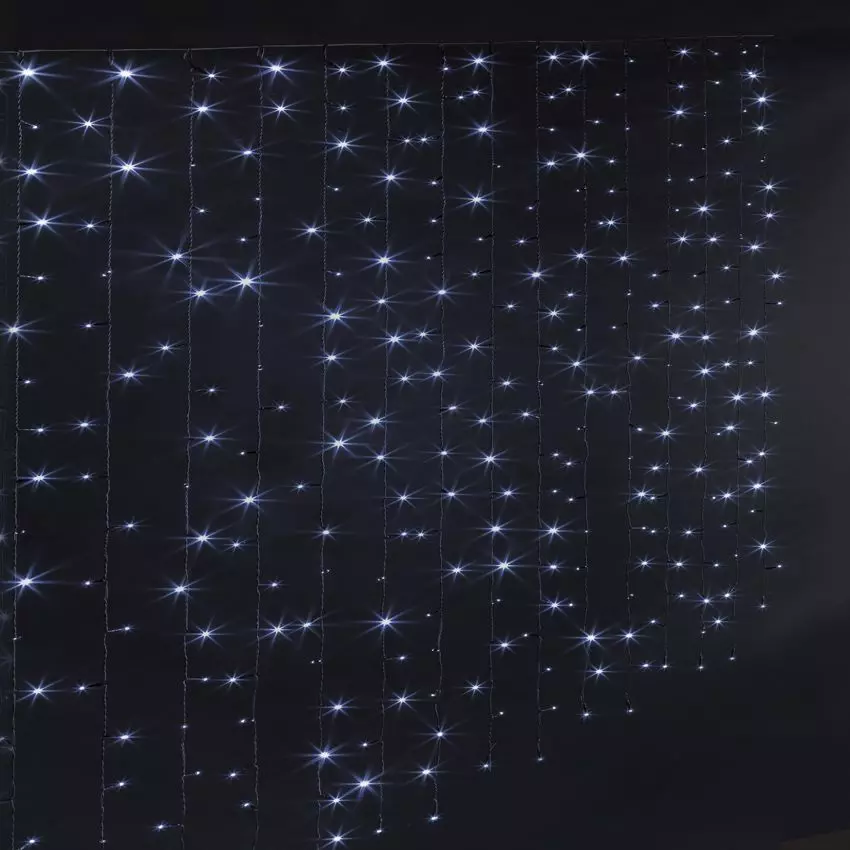 Cortina de luces con pilas alto 2 m Blanco frío 300 LED 1