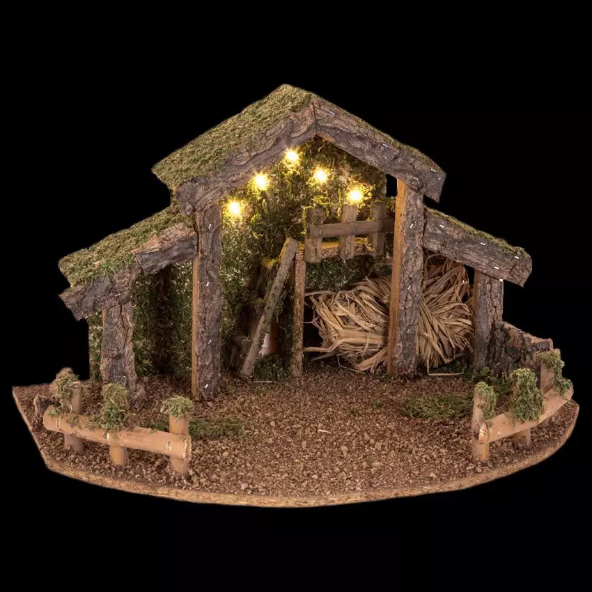 Lege verlichte Kerststal Saint-Grégoire 1
