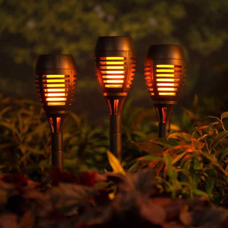 Set van 4 buitenlampen Torche vlameffect - Warm wit 1