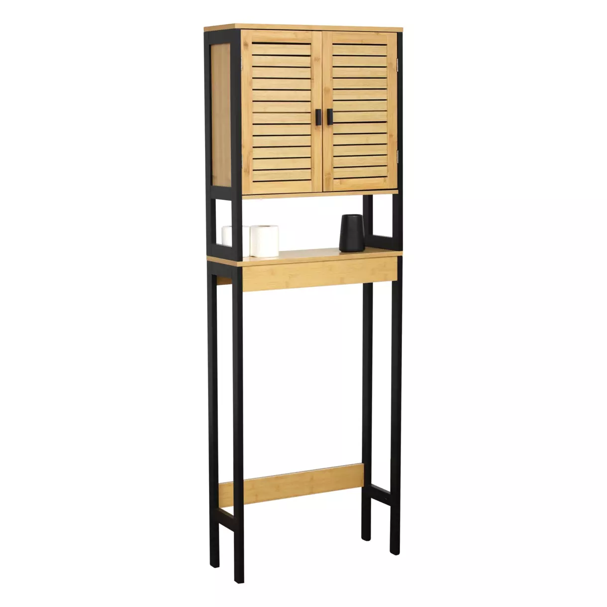 Meuble dessus WC Cebu Noir/Bois 1