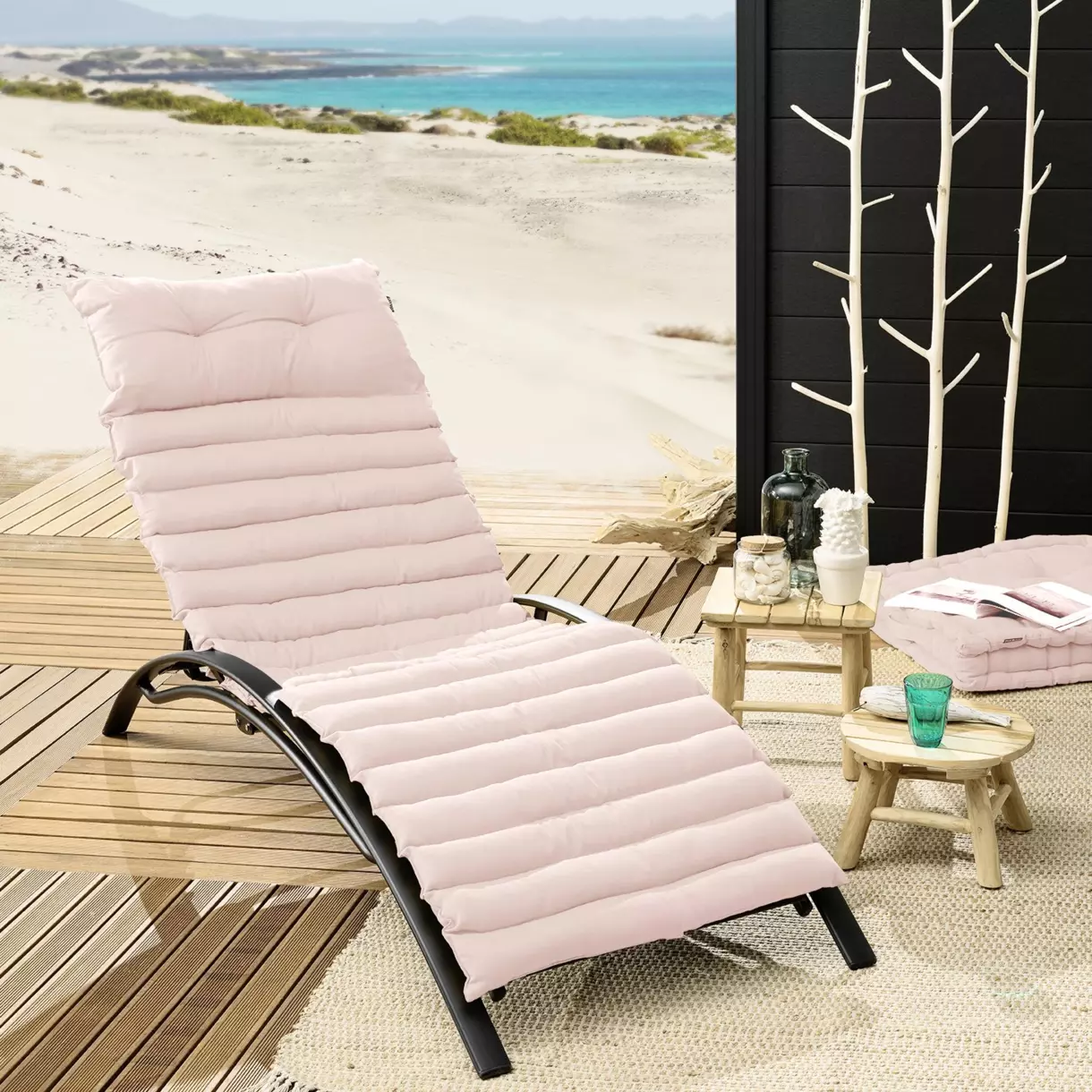 Matelas de plage enroulable (L180 cm) Pixel Rose poudré 1