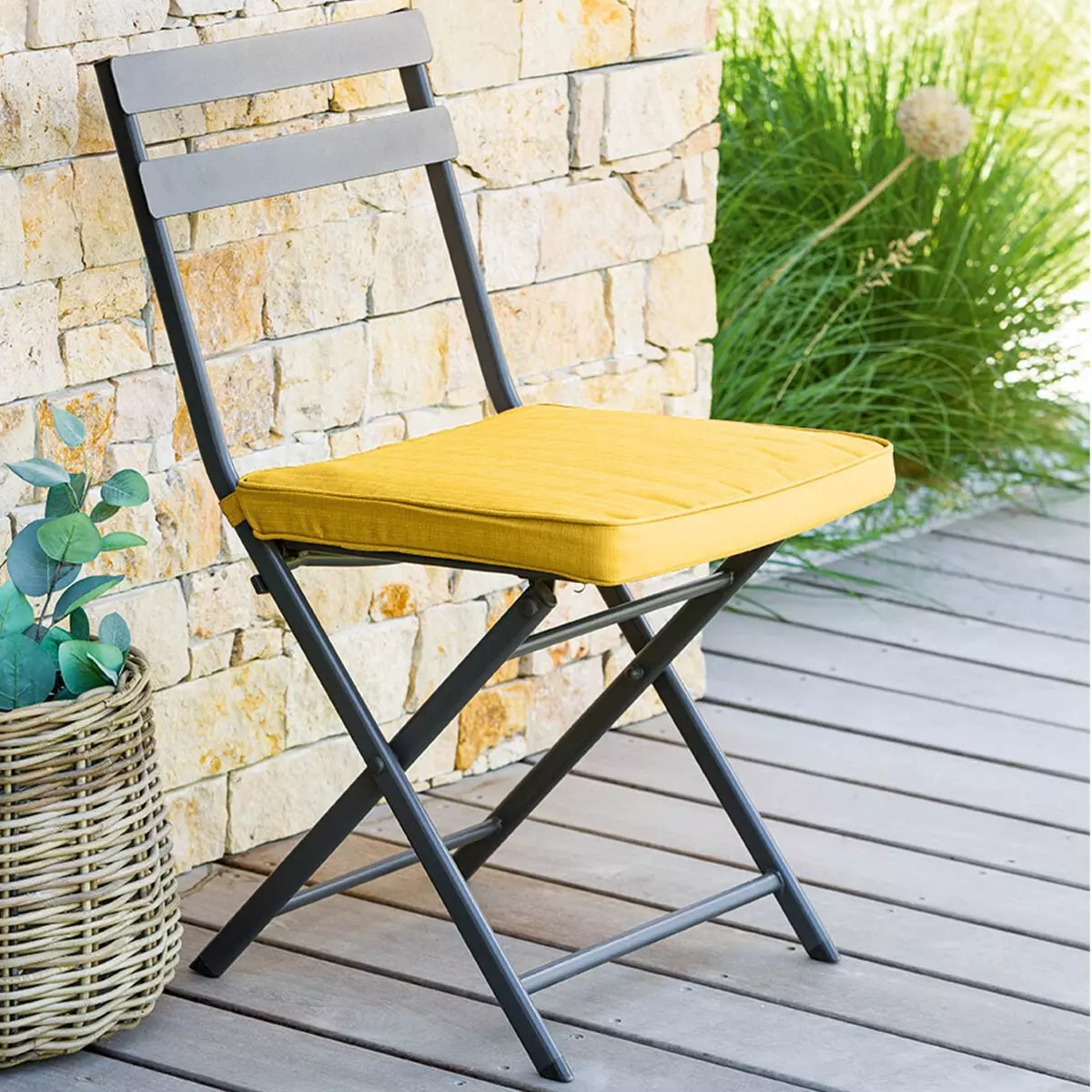Cojín de silla (40 cm) Korai Amarillo Mostaza	 1