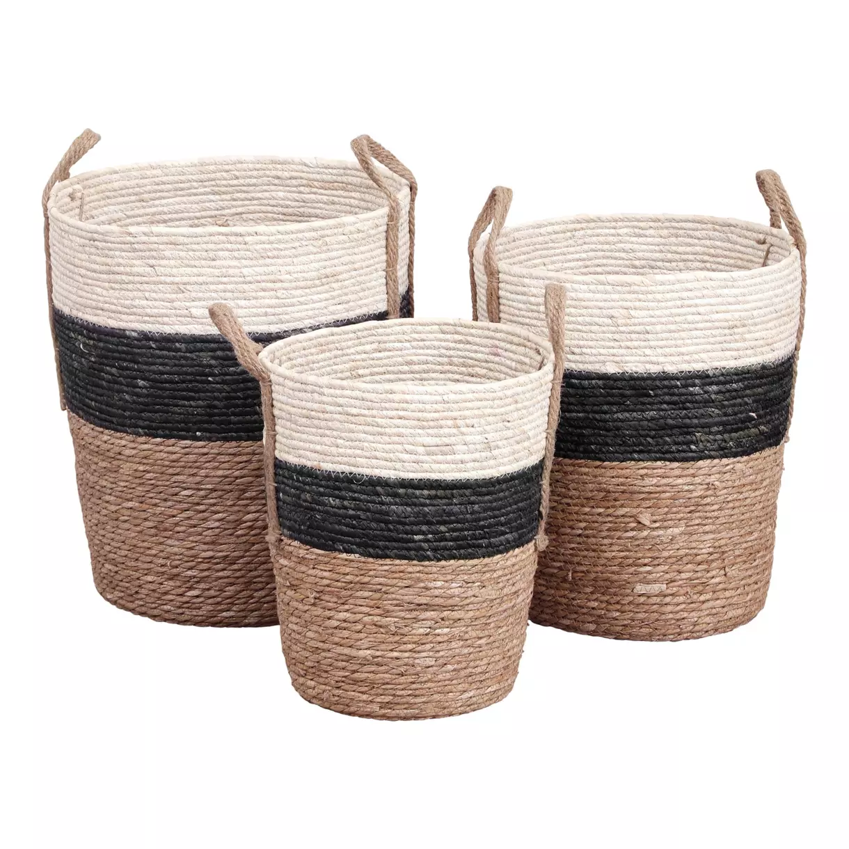 Lot de 3 paniers Corde Noir 1