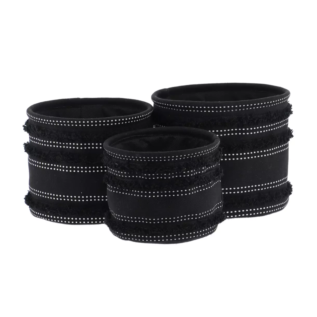 Juego de 3 cestas Franges Negro 1