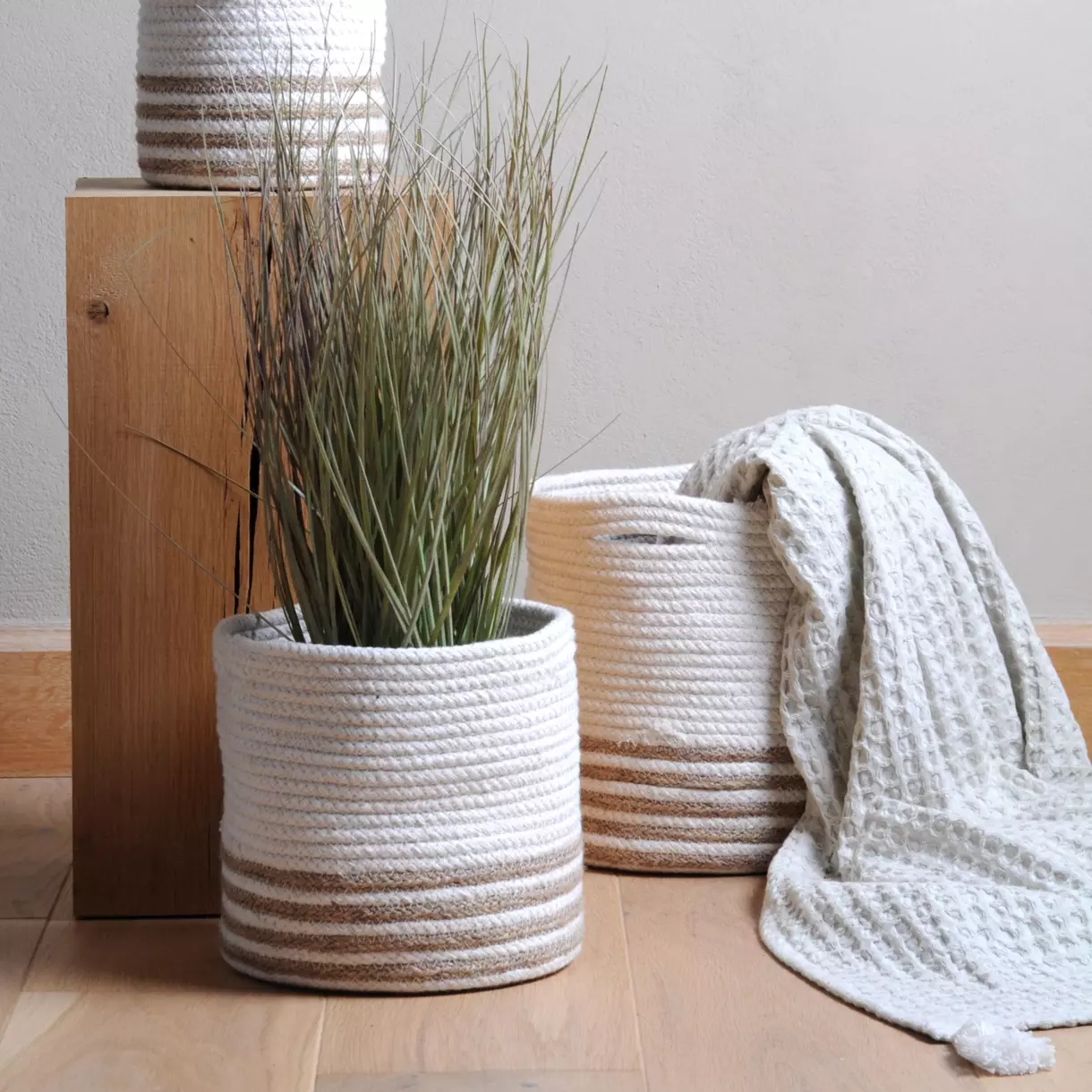 Lot de 3 paniers jute Banao Blanc 1