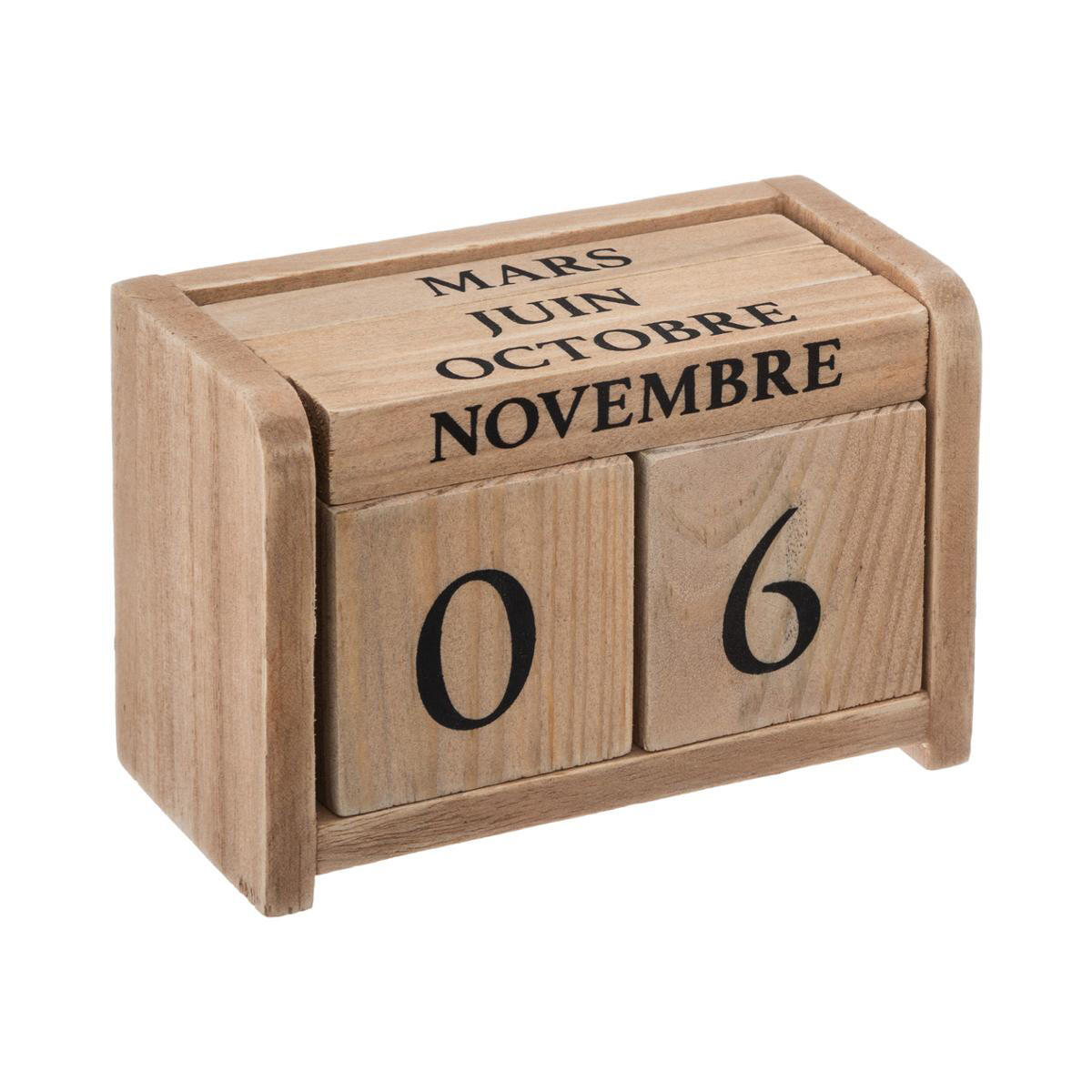 Eeuwigdurende kalender hout  colonial (in het frans) Naturel 1