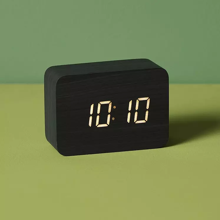 Réveil digital bois Wake up Noir 1