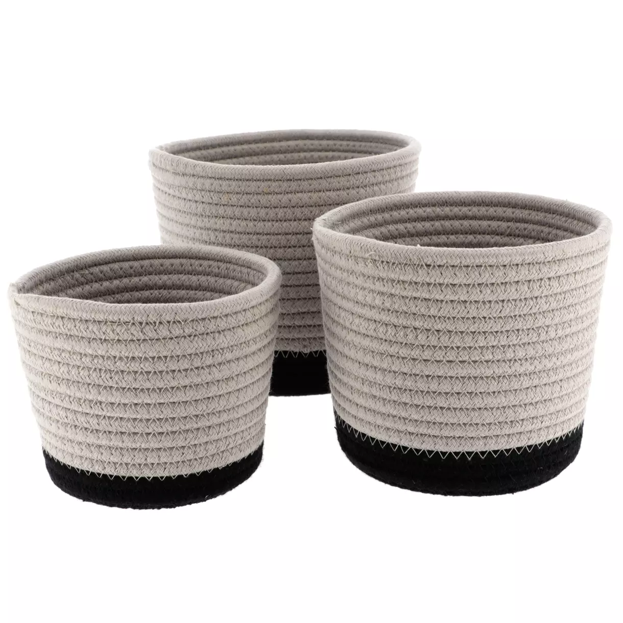 Lot de 3 paniers Black Line Ficelle/Noir 1
