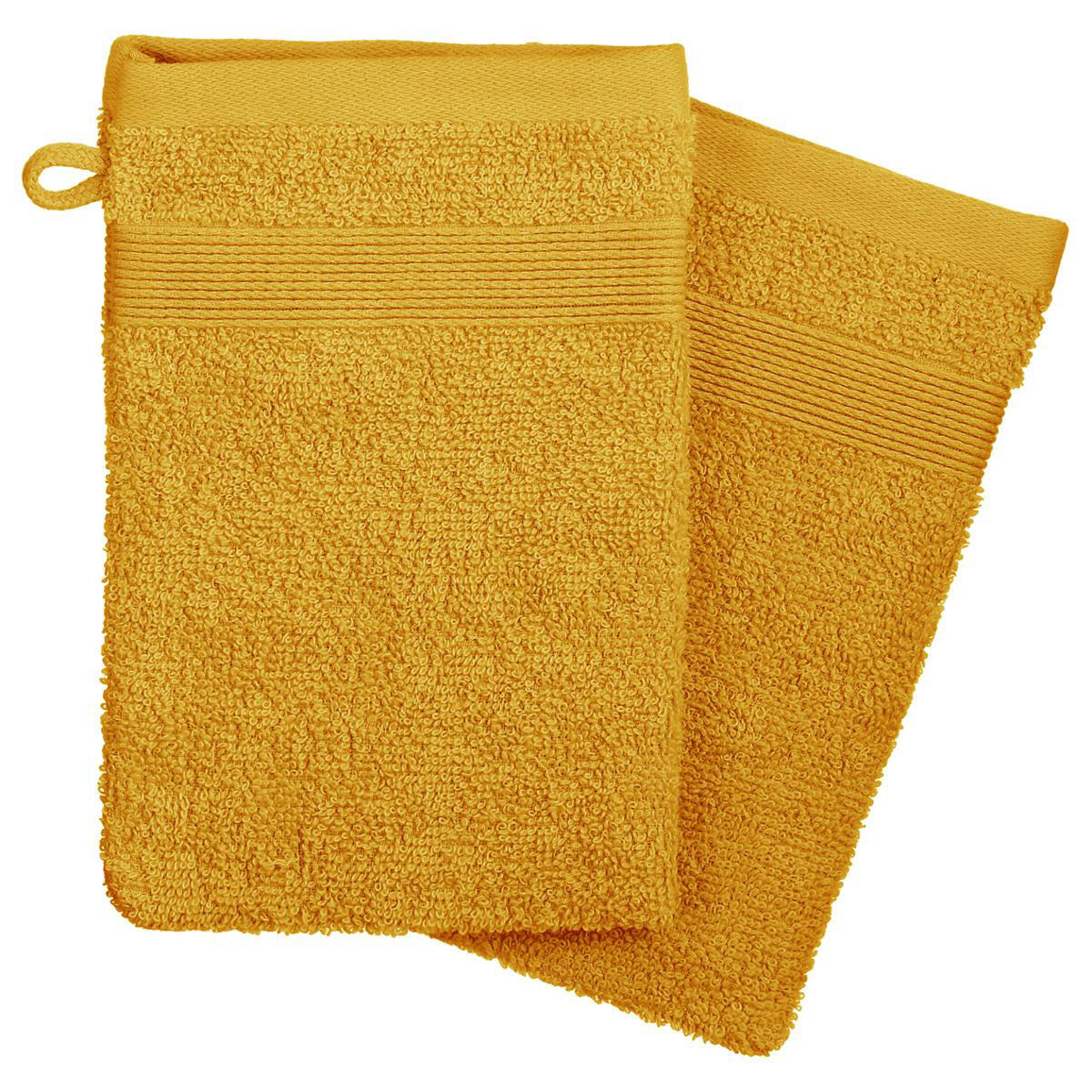 Lote de 2 guantes de baño Krista Amarillo ocre 1