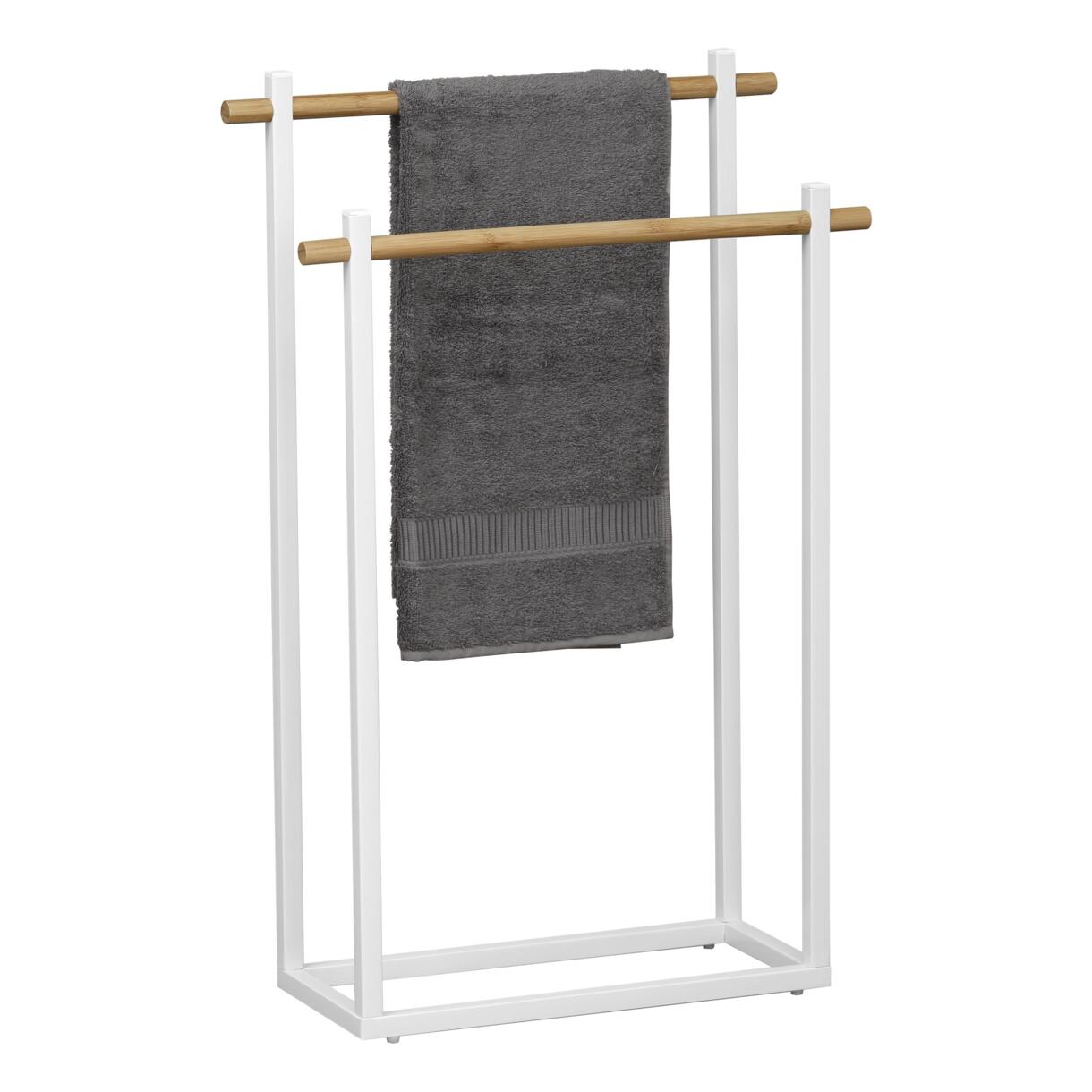 Rechteckiger Wand-Handtuchhalter Bambou Weiß 1