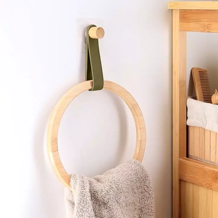 Porta asciugamano adesivo tondo Easy Chic Cachi 1