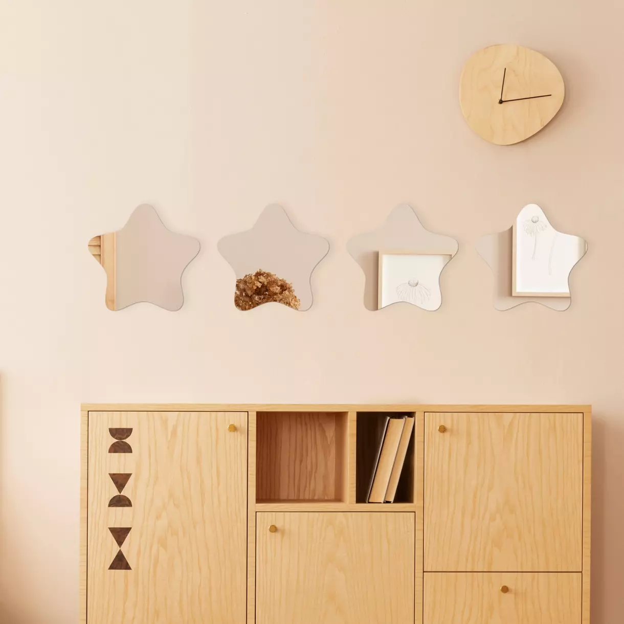Set van 4 zelfklevende spiegels (H19 cm) Sterren