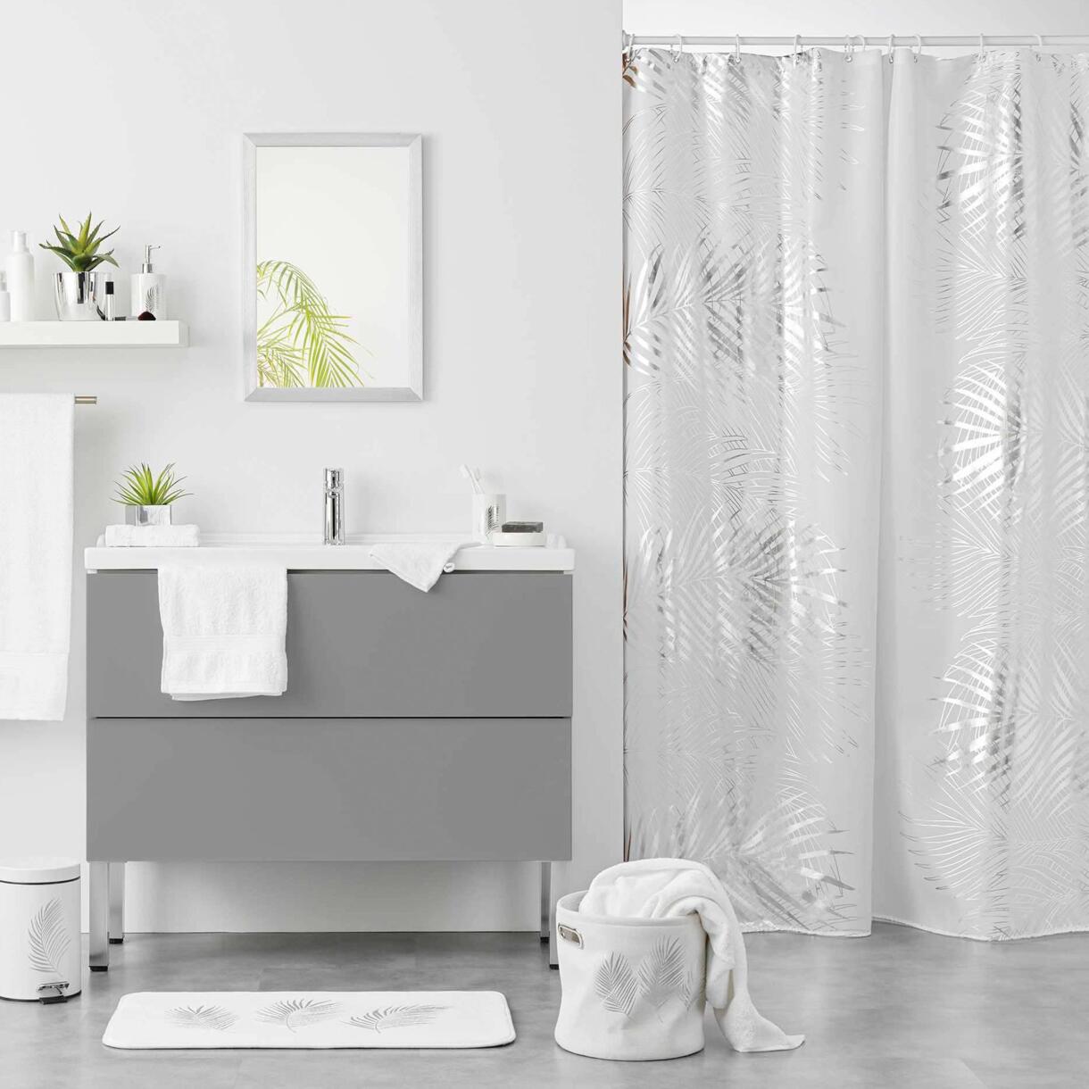 Duschvorhang (200 cm) Orbella Weiß und Silber 1