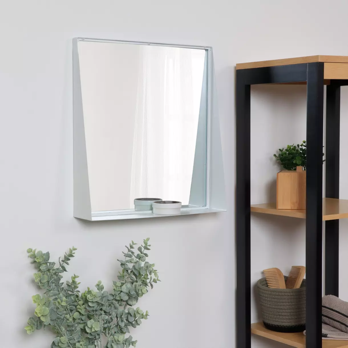 Miroir avec tablette Blanc