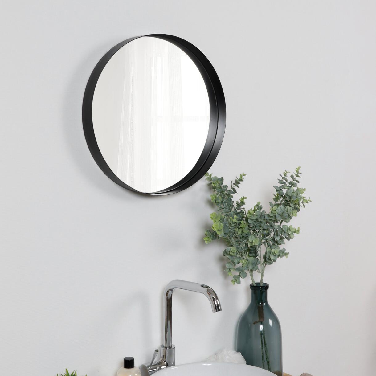 Specchio rotondo con Bordo (D40 cm) Nero 1