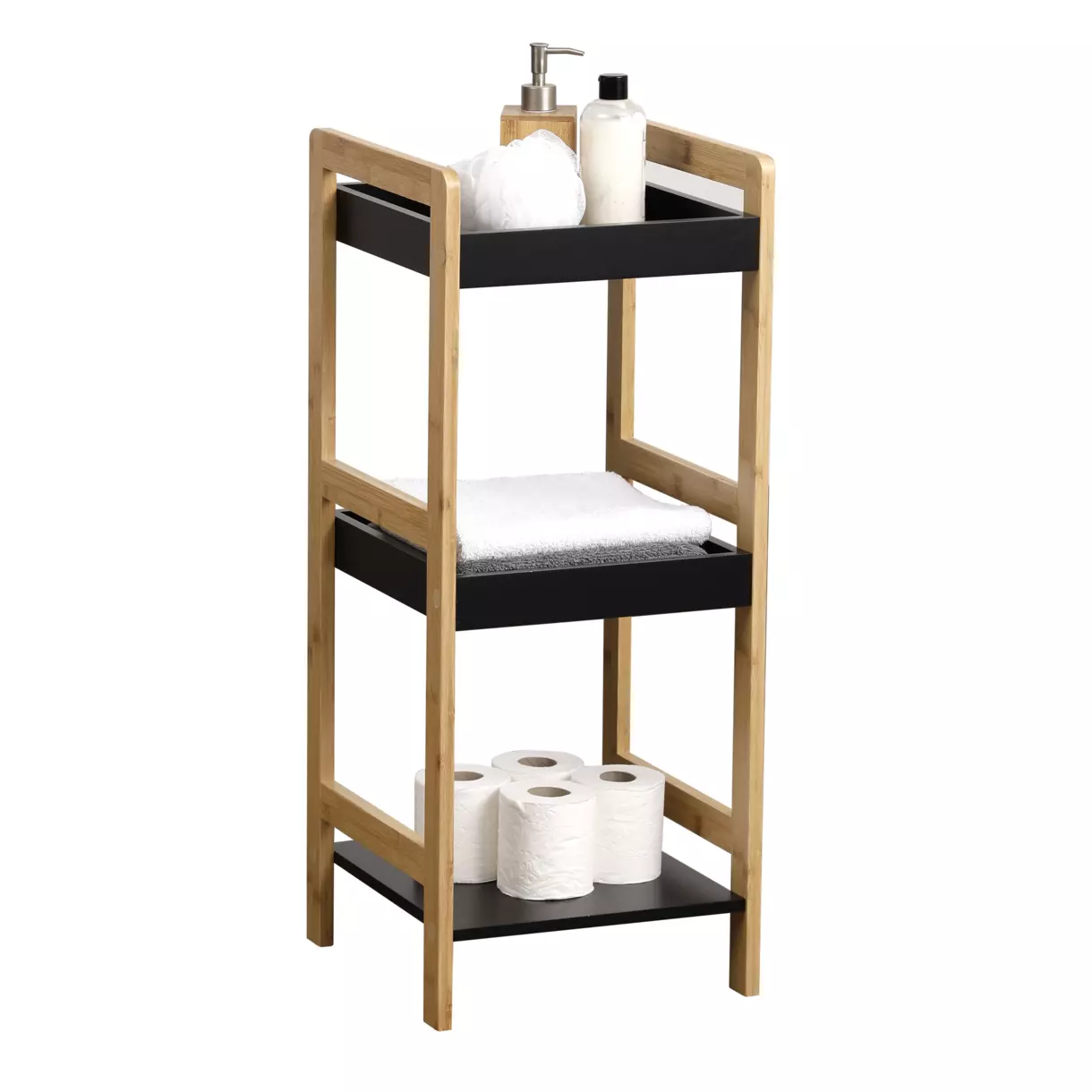 Mueble 3 estantes Bambú Negro 1