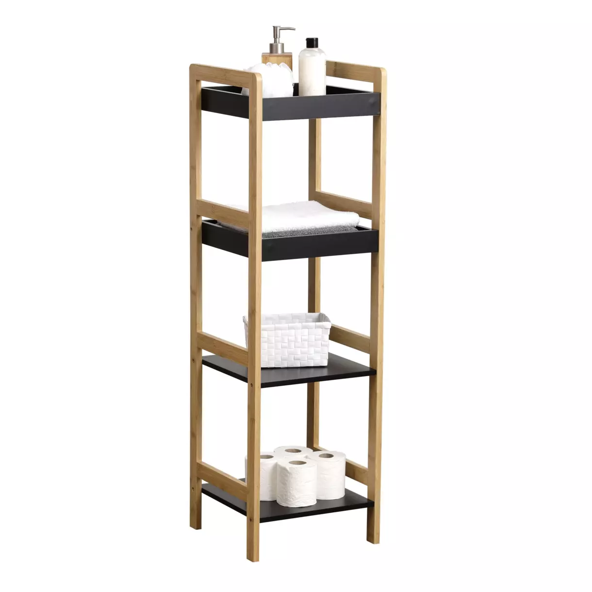 Mueble 4 estantes Bambú Negro 1