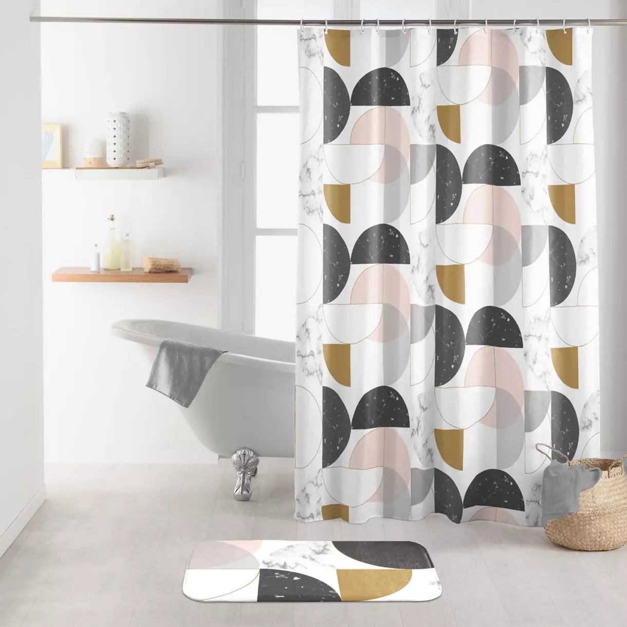 Cortina de ducha (200 cm) Geomarbre Multicolor 1