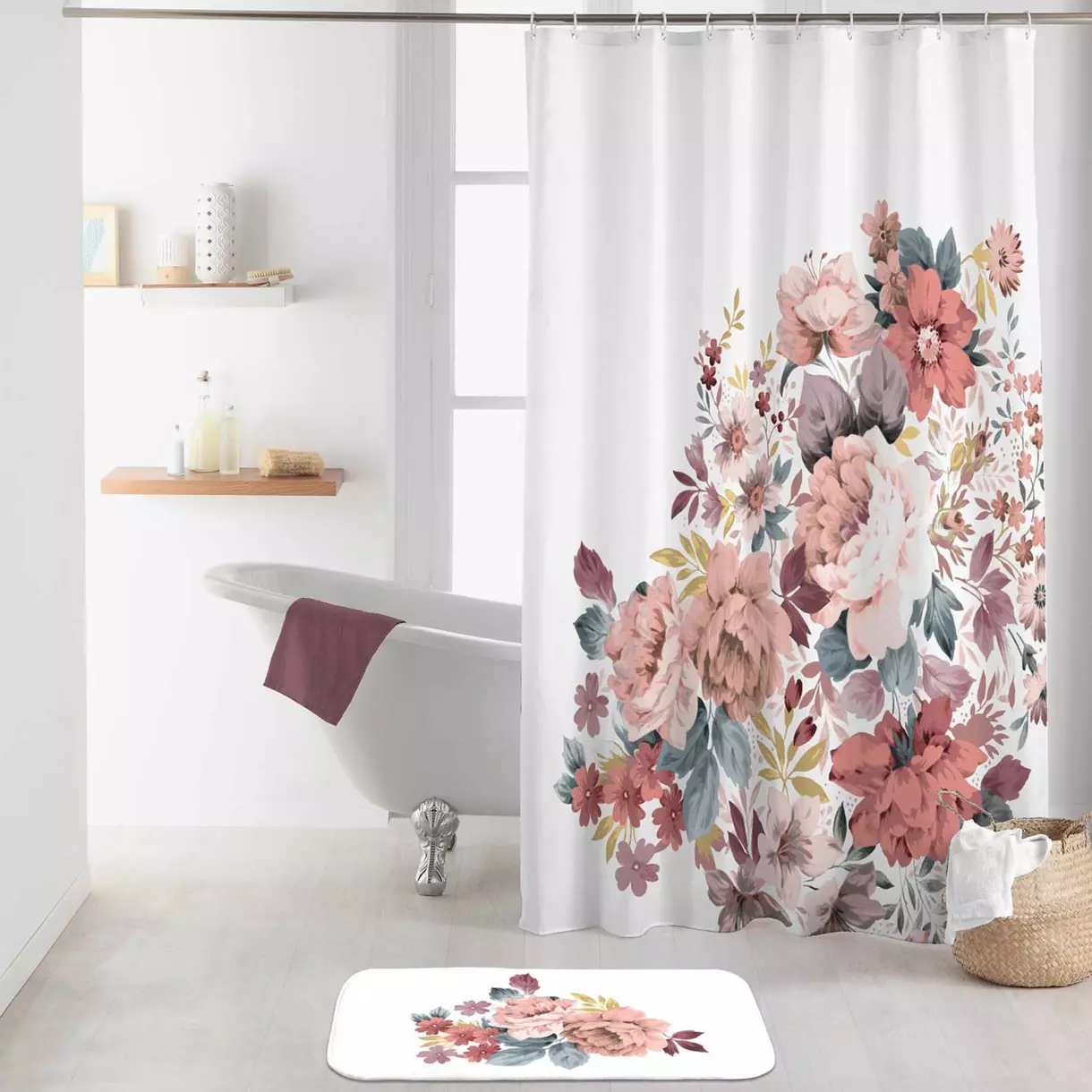 Cortina para ducha  (200 cm) Jayana Rosa 1