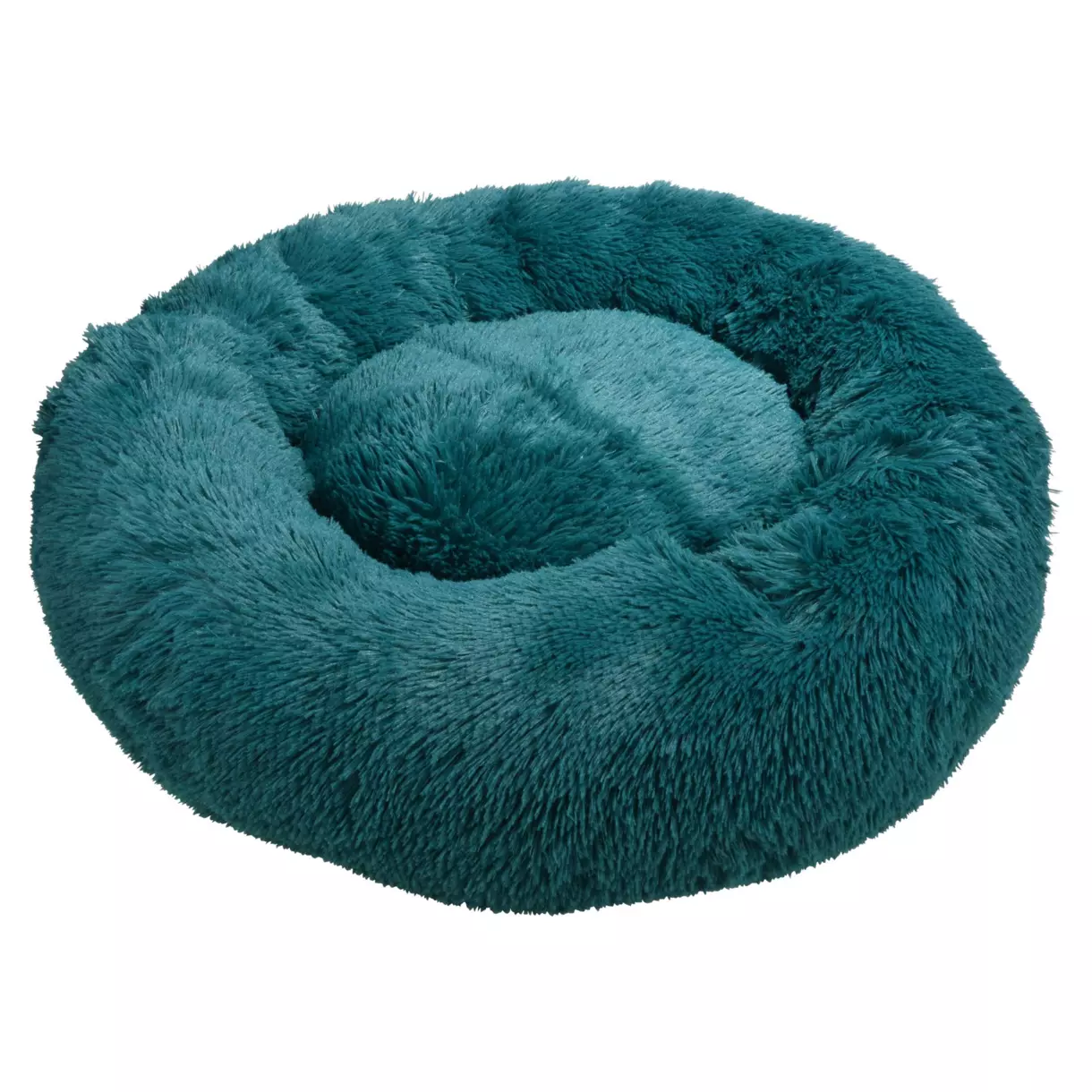 Coussin rond apaisant pour chat et chien Fluffy D95 cm Bleu pétrole 1