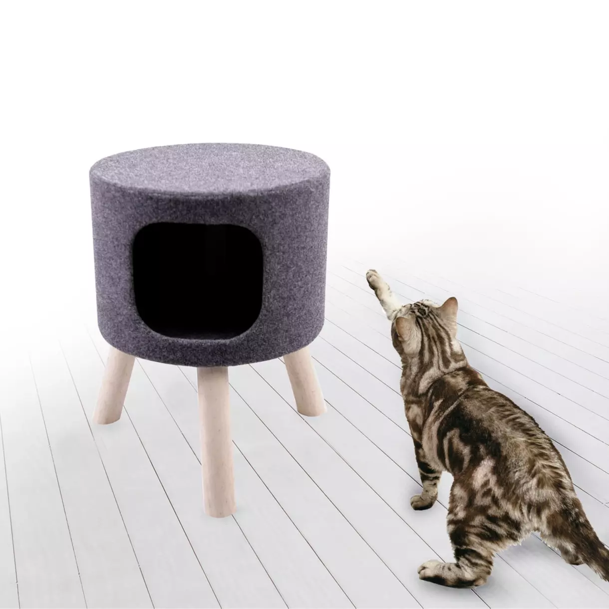 Niche tabouret d'intérieur pour chat Design D36 cm Gris 1