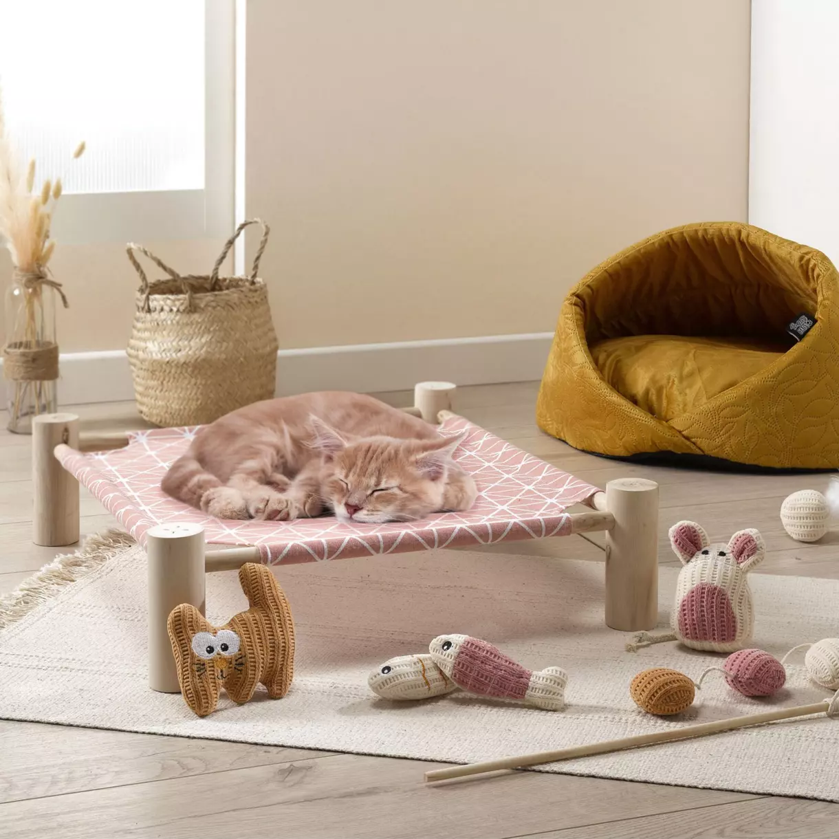 Hamac pour chat Boho Cat Rose 1