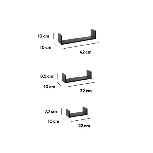 Set di 3 mensole Bord Nero 6