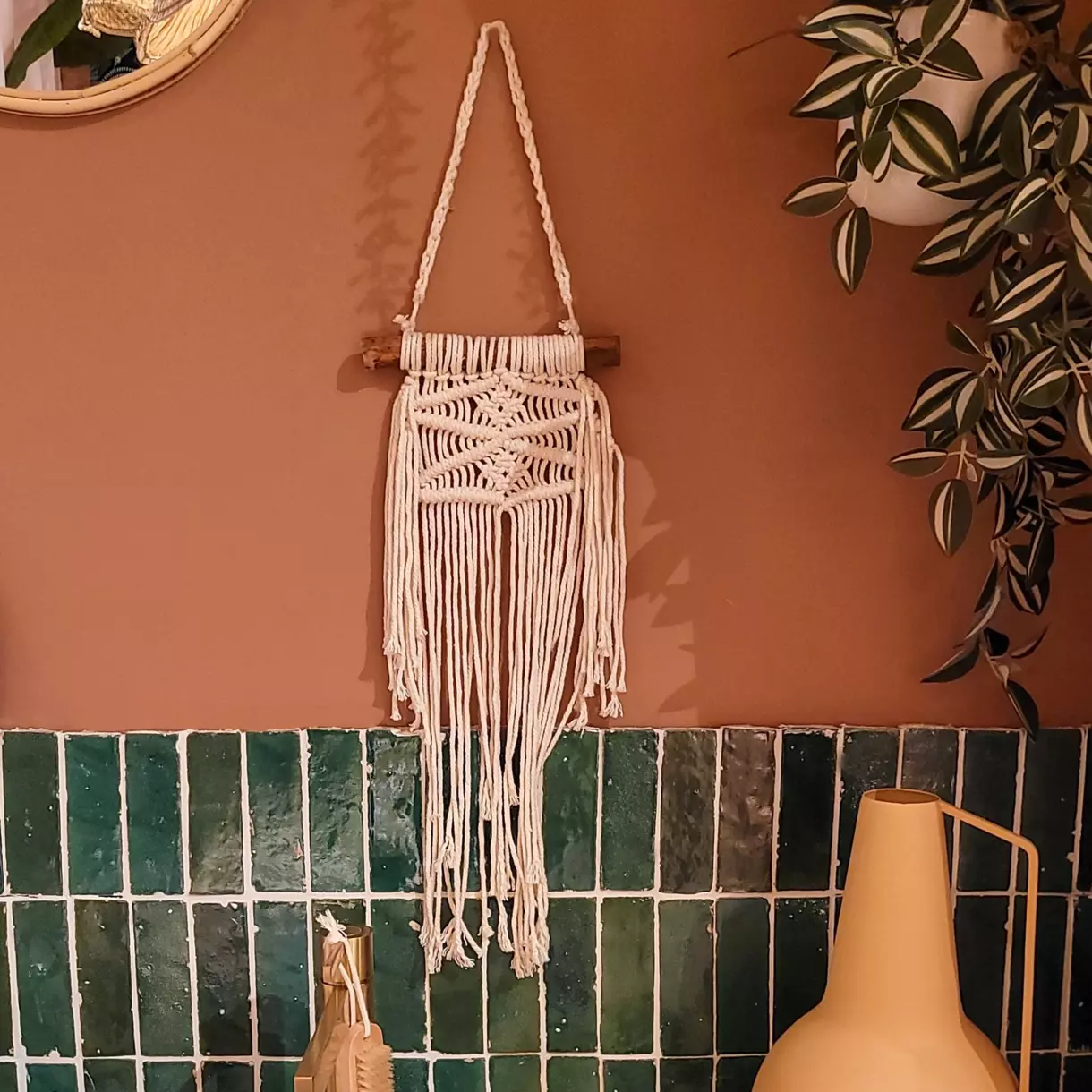 Decoración mural Macramé algodón Beige 1