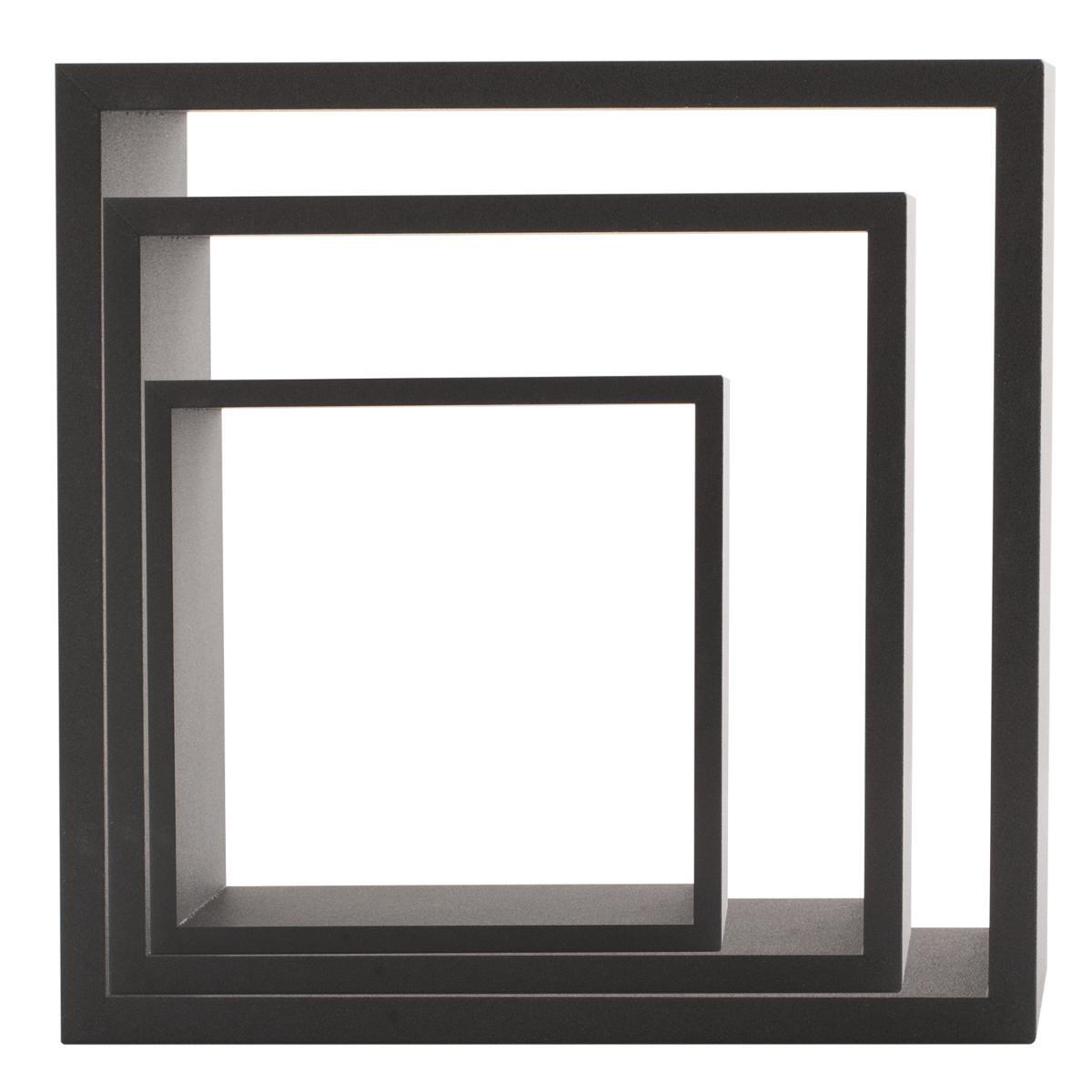Set van 3 wandrekken Cube Zwart Klein Formaat 6