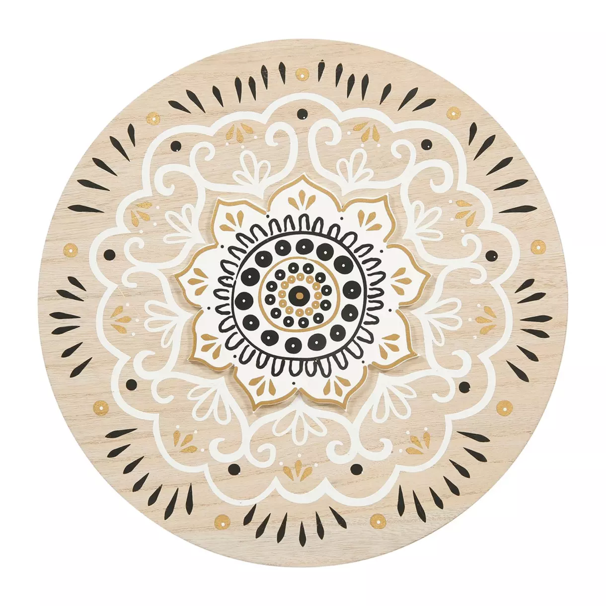 Masque en bois  Mandala Noir et Blanc 1