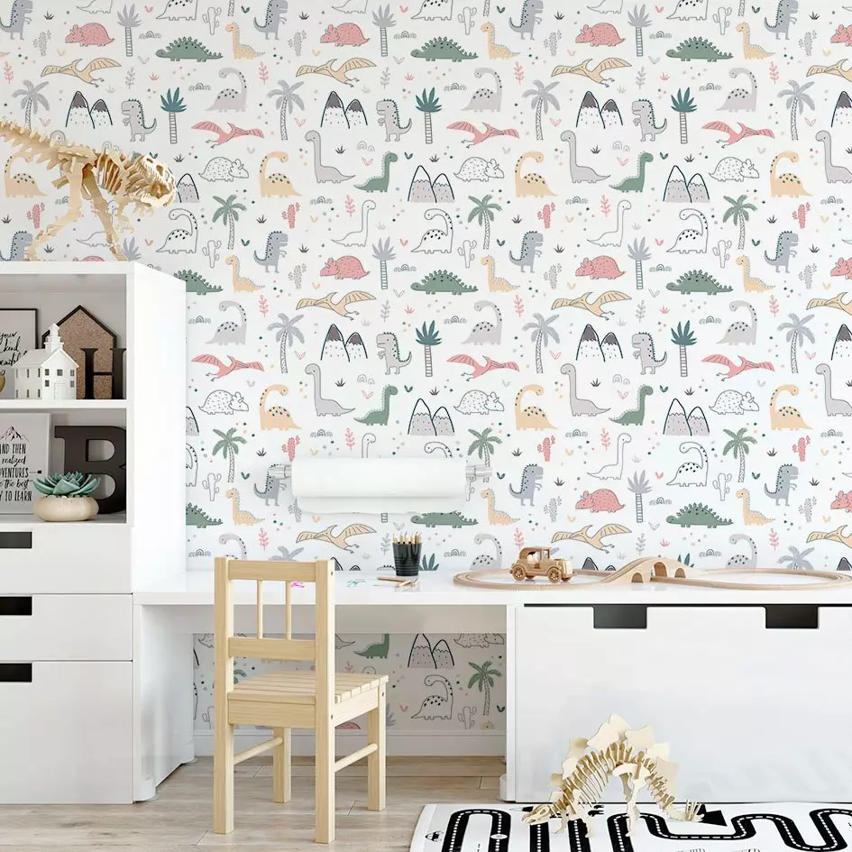 Papel pintado adhesivo (130 x 260 cm) Jurassic Multicolor 1