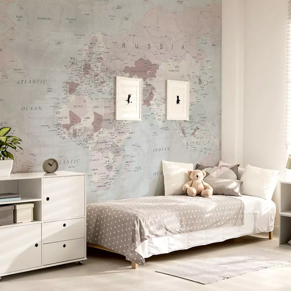 Décoration murale adhésive (257 x 260 cm) Mapamundi Pale Multicolore 1