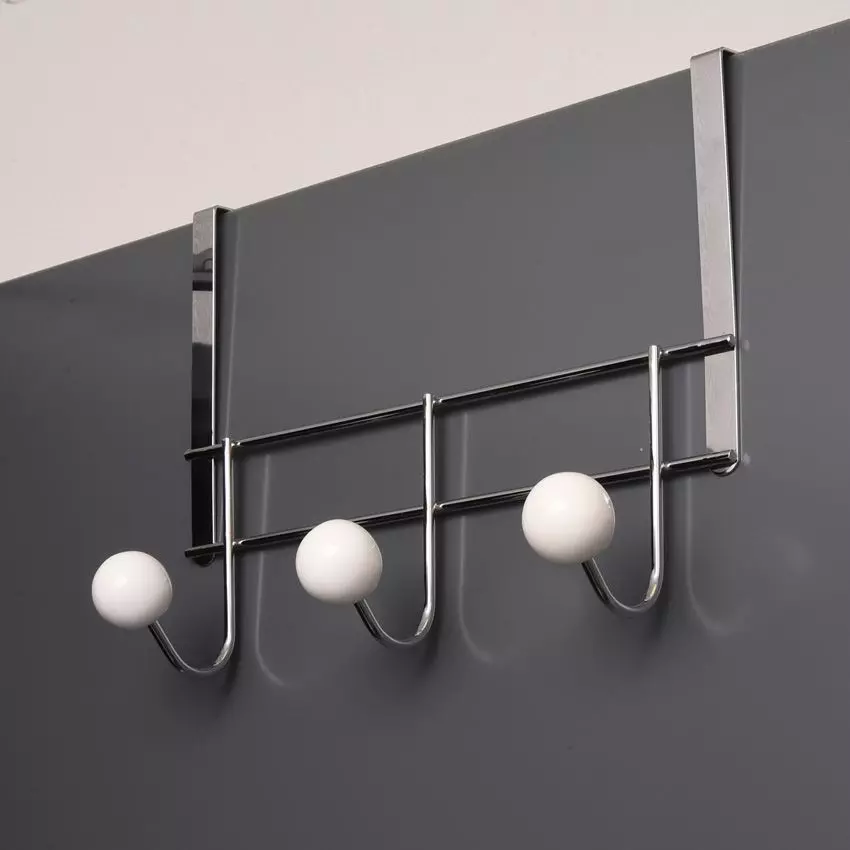 Deurkapstok 3 haken Chrome - Wit 1