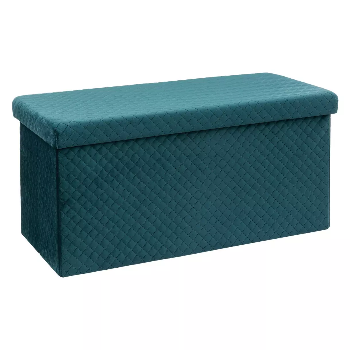 Puf doble plegable terciopelo azul 1