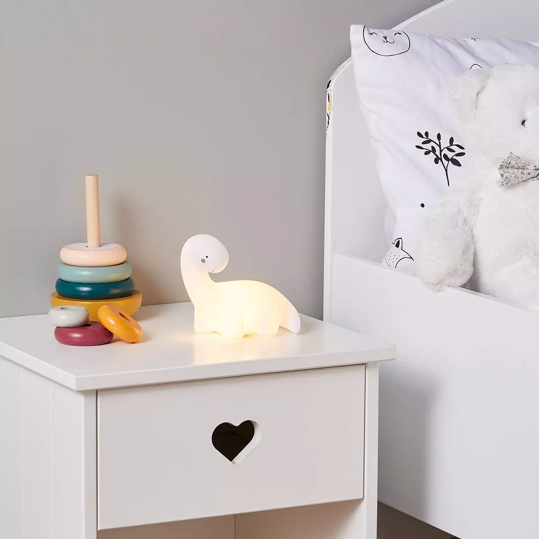 Kinder nachtlampje (L13.2 cm) Dino Wit