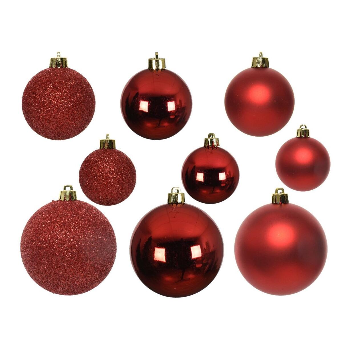 Lote de 30 bolas de Navidad surtidas Alpine Rojo 1