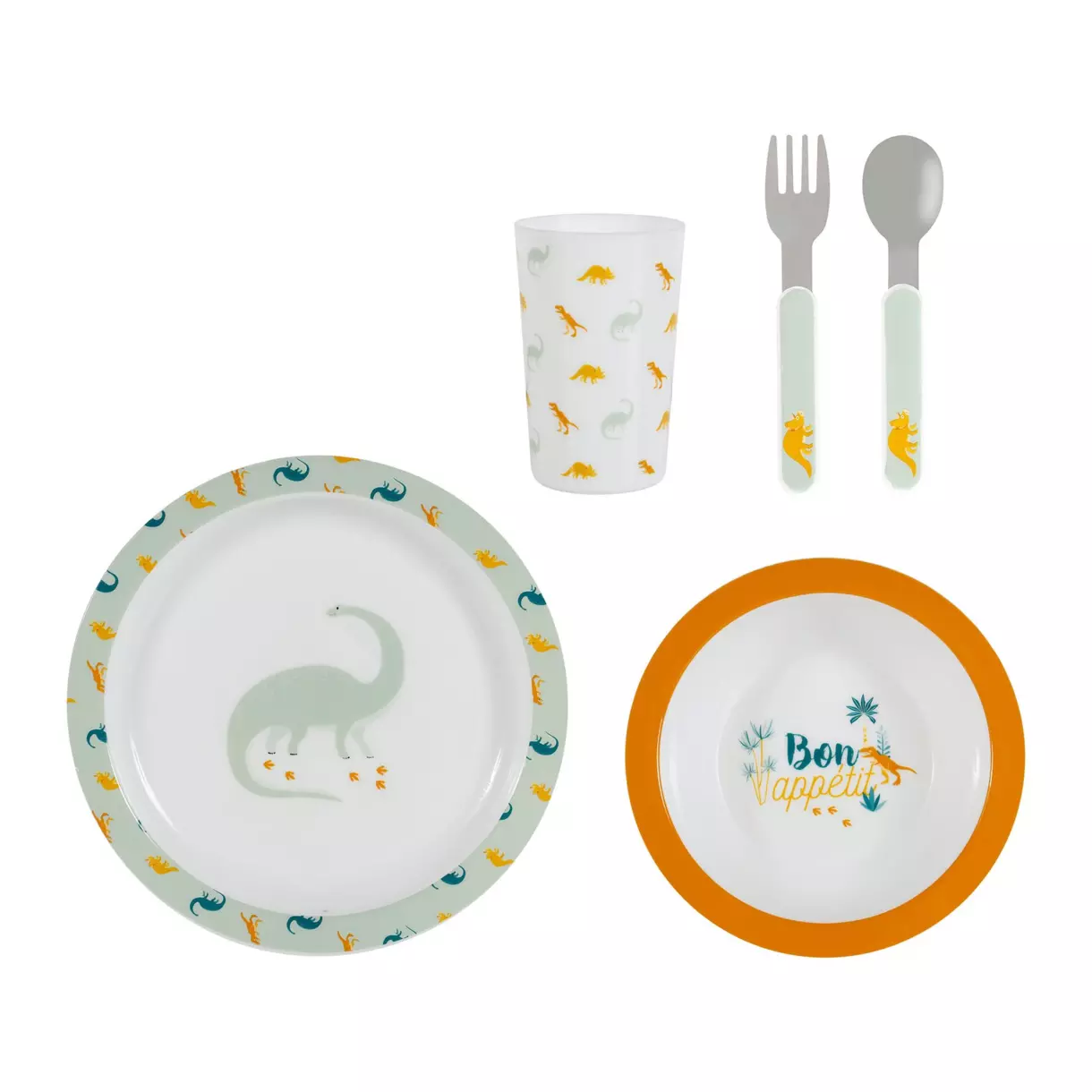 Coffret repas 5 pièces Dino Vert