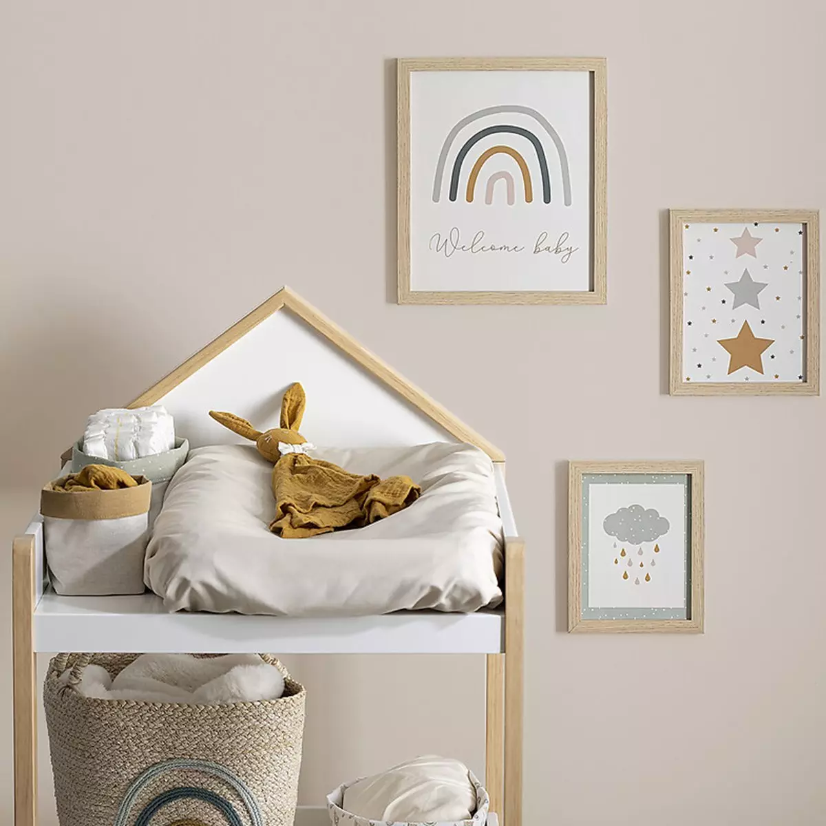 Juego de 3 cuadros Arc en ciel Beige 1