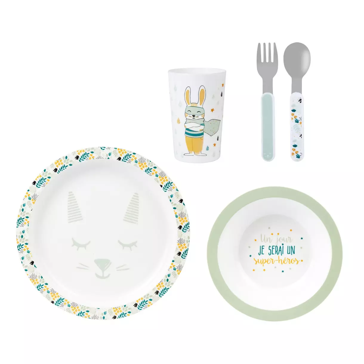Coffret repas 5 pièces Lapin Vert 1