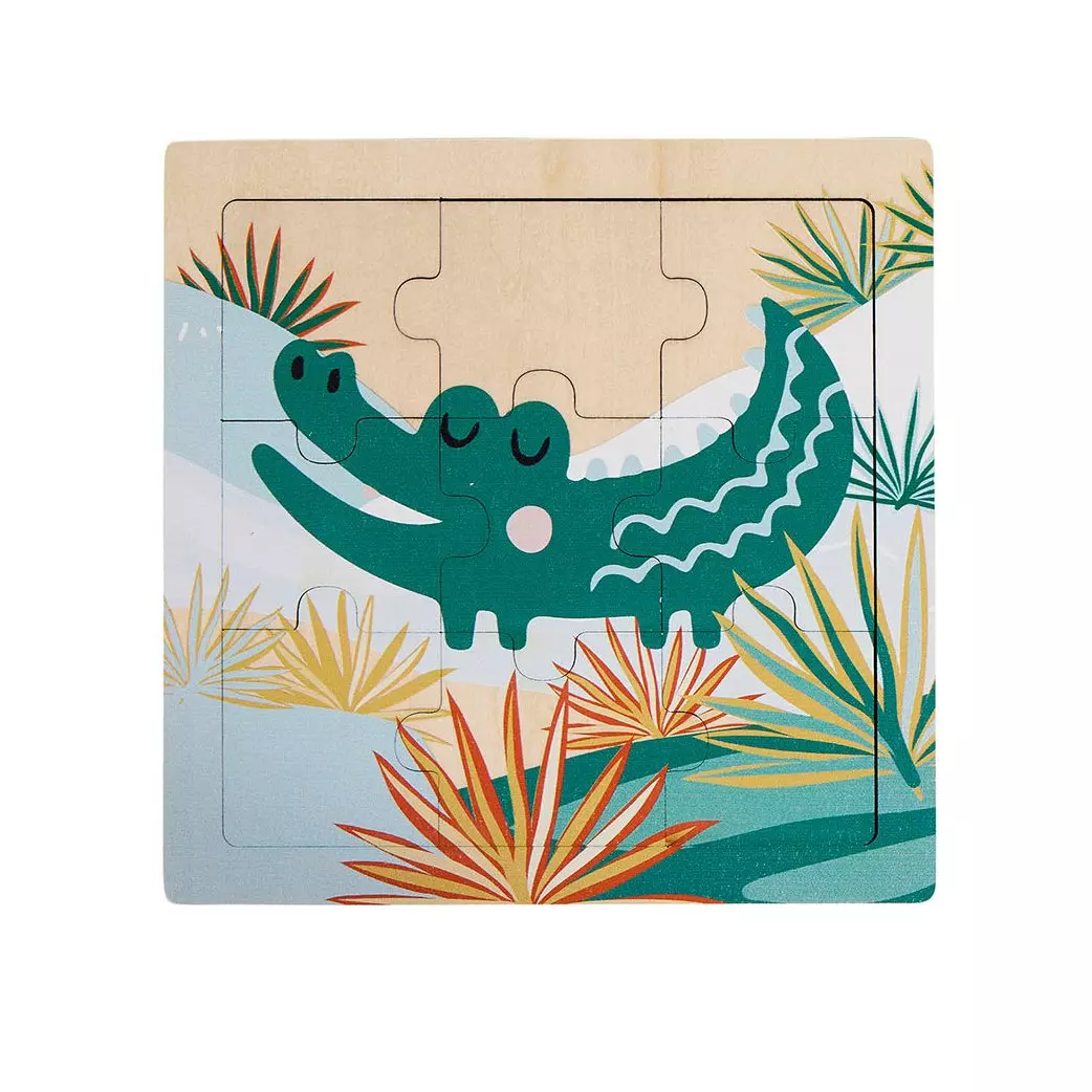Puzzle infantil de madera de 9 piezas Croco verde 1