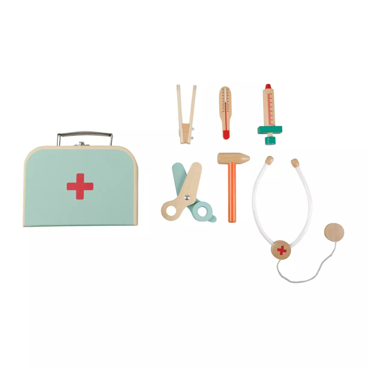 Maletín médico de madera multicolor